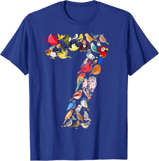 Kids 7th Birthday Birds Themed 7 Years Old Boys Bird Lover T-Shirt - T-Shirt | Royal