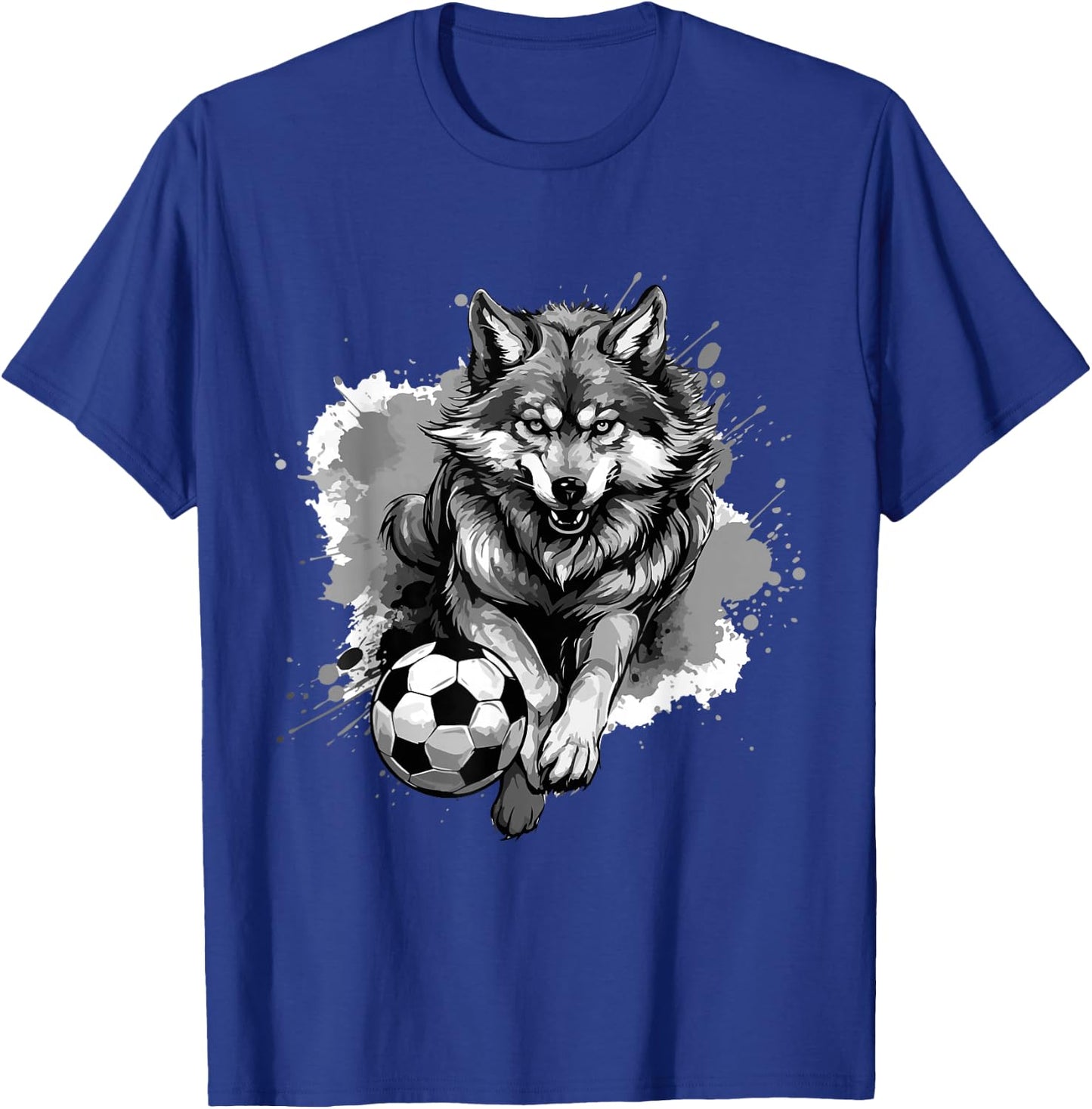 Wolf Playing Soccer | Animal Sports Team T-Shirt - T-Shirt | Royal