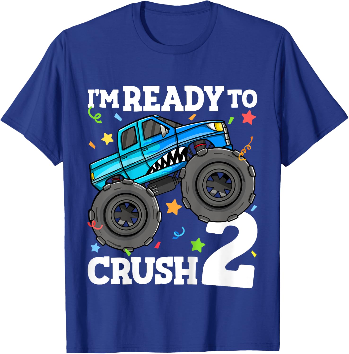 Kids Monster Truck Shark 2nd Birthday Boy Toddler 2 Two Year Old T-Shirt - T-Shirt | Royal