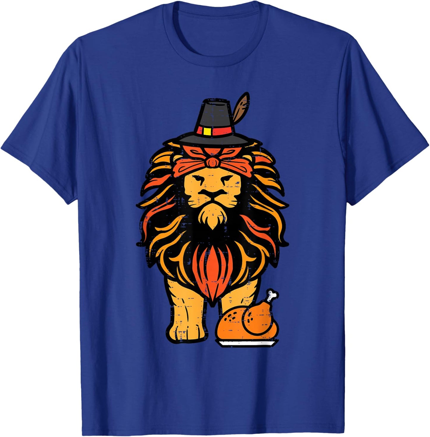 Thanksgiving Lion Turkey Day Fall Boys Kids Men Women Youth T-Shirt - T-Shirt | Royal