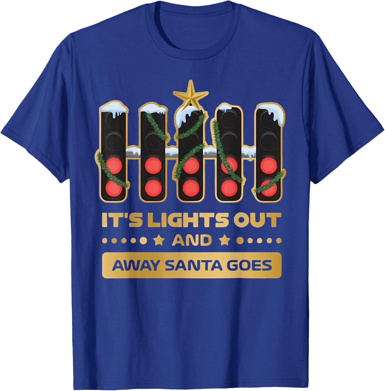 It’s Lights Out And Away Santa Goes Xmas Collection Gold F1 T-Shirt - T-Shirt | Royal