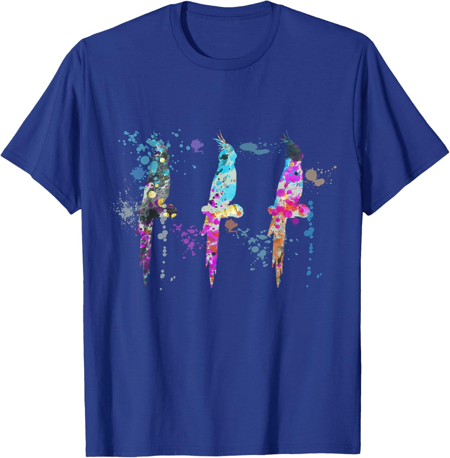 Cockatiel Colorful Watercolor Silhouette Cockatiels T-Shirt - T-Shirt | Royal