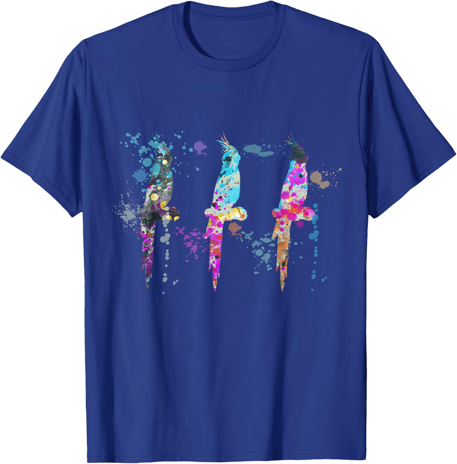 Cockatiel Colorful Watercolor Silhouette Cockatiels T-Shirt - T-Shirt | Royal
