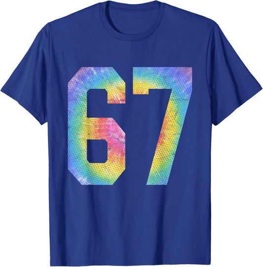 Number 67 Numbered Uniform Sports Team Jersey 67th Birthday T-Shirt - T-Shirt | Royal