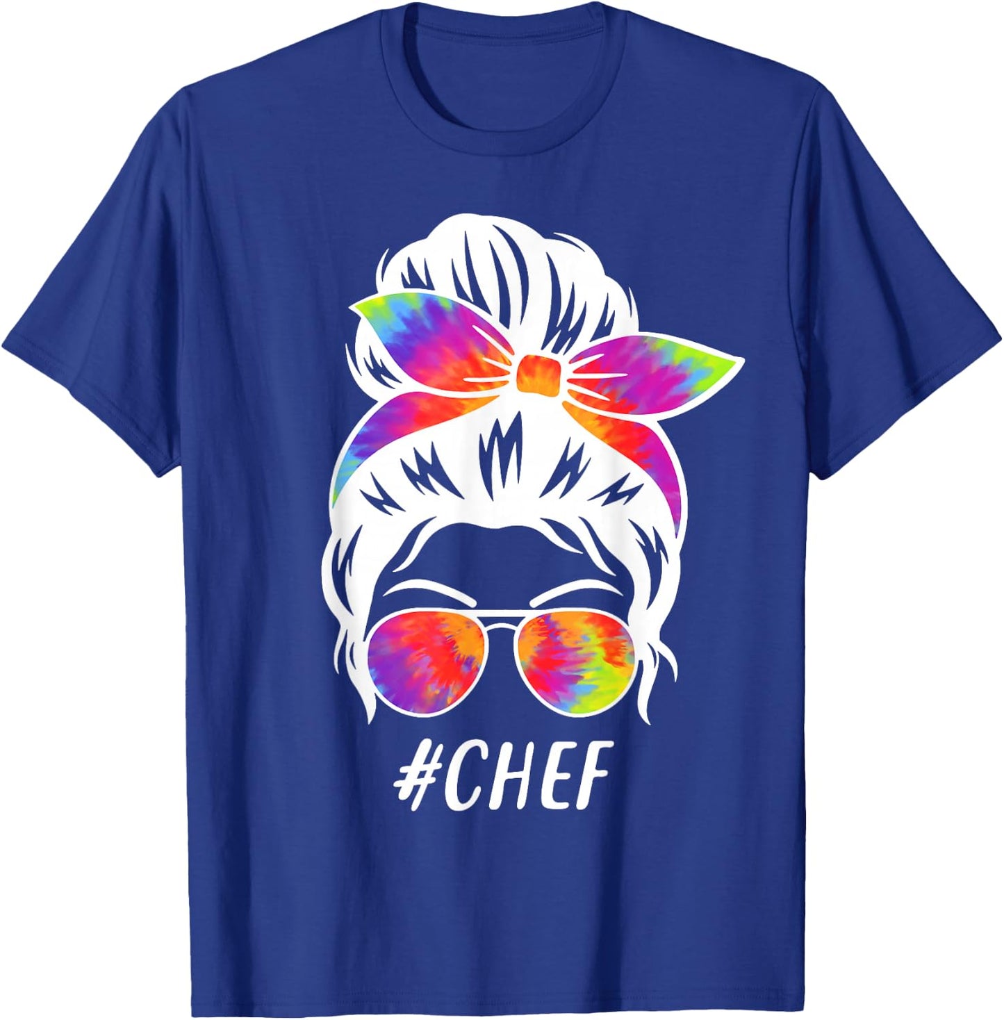 Chef Squad Tie Dye Messy Bun Girl Company Cooking Crew T-Shirt - T-Shirt | Royal