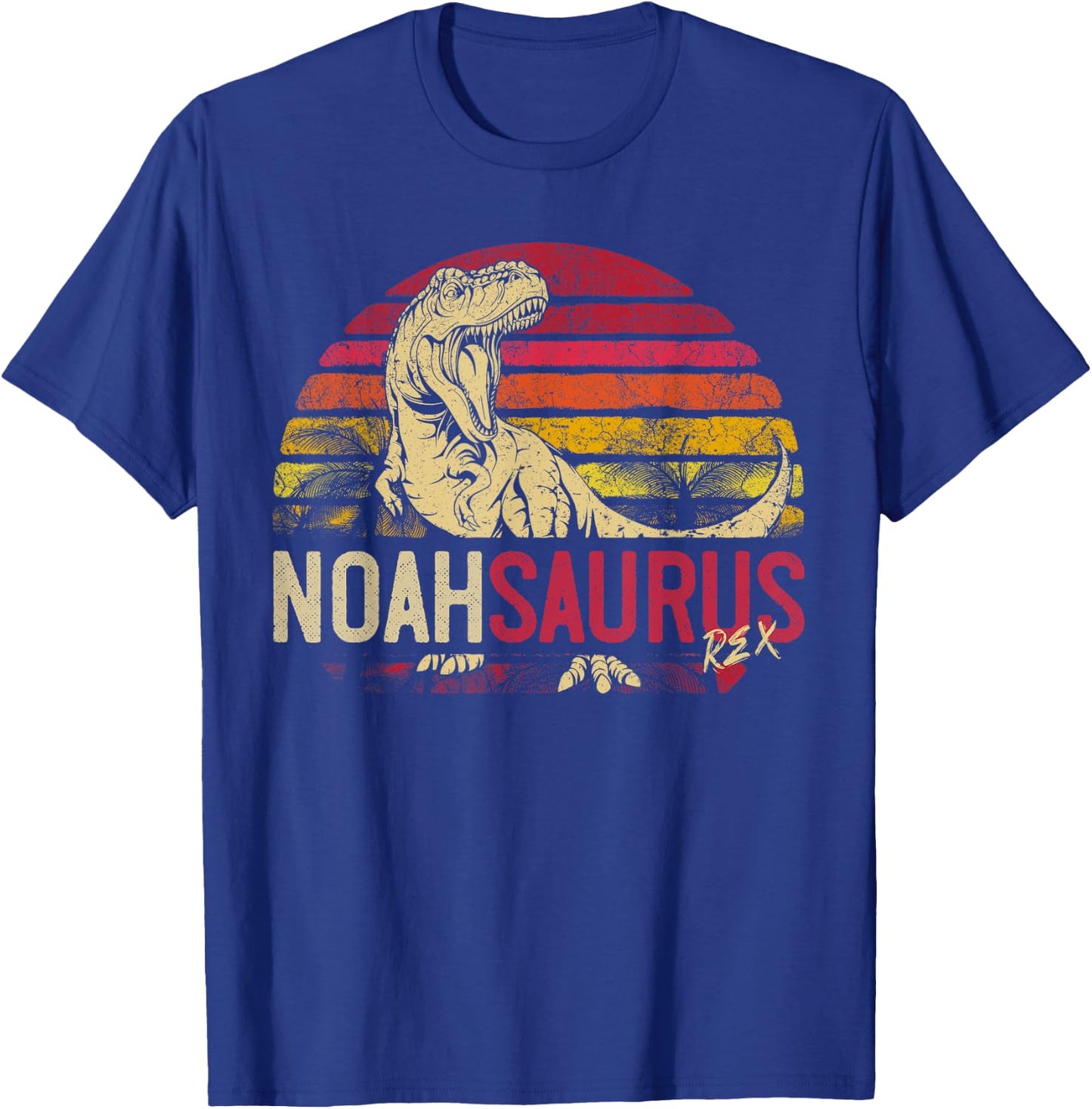 Noah Saurus Funny Personalized Dinosaur T Rex Name Boys Gift T-Shirt - T-Shirt | Royal