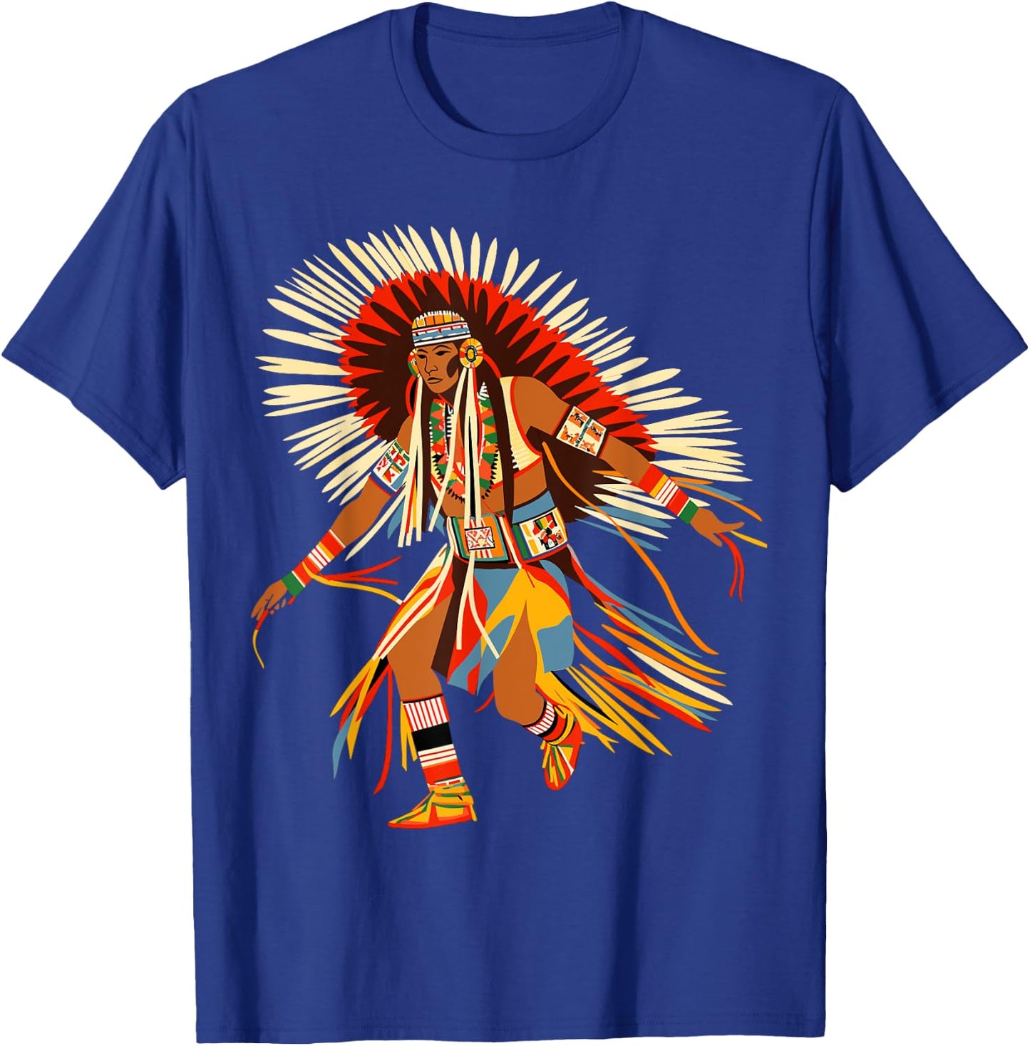 Powwow Dancer Native American Indian Traditional Art Style T-Shirt - T-Shirt | Royal