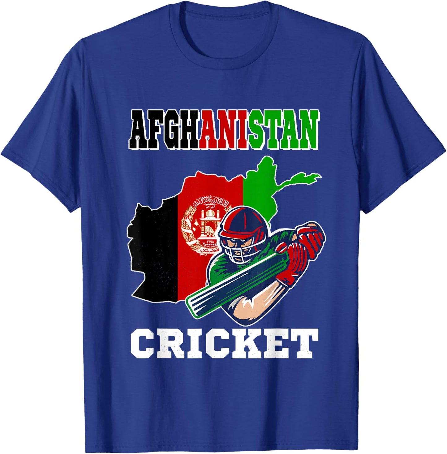 Afghanistan Cricket Player Flag Jersey Afghan Sports T-Shirt - T-Shirt | Royal