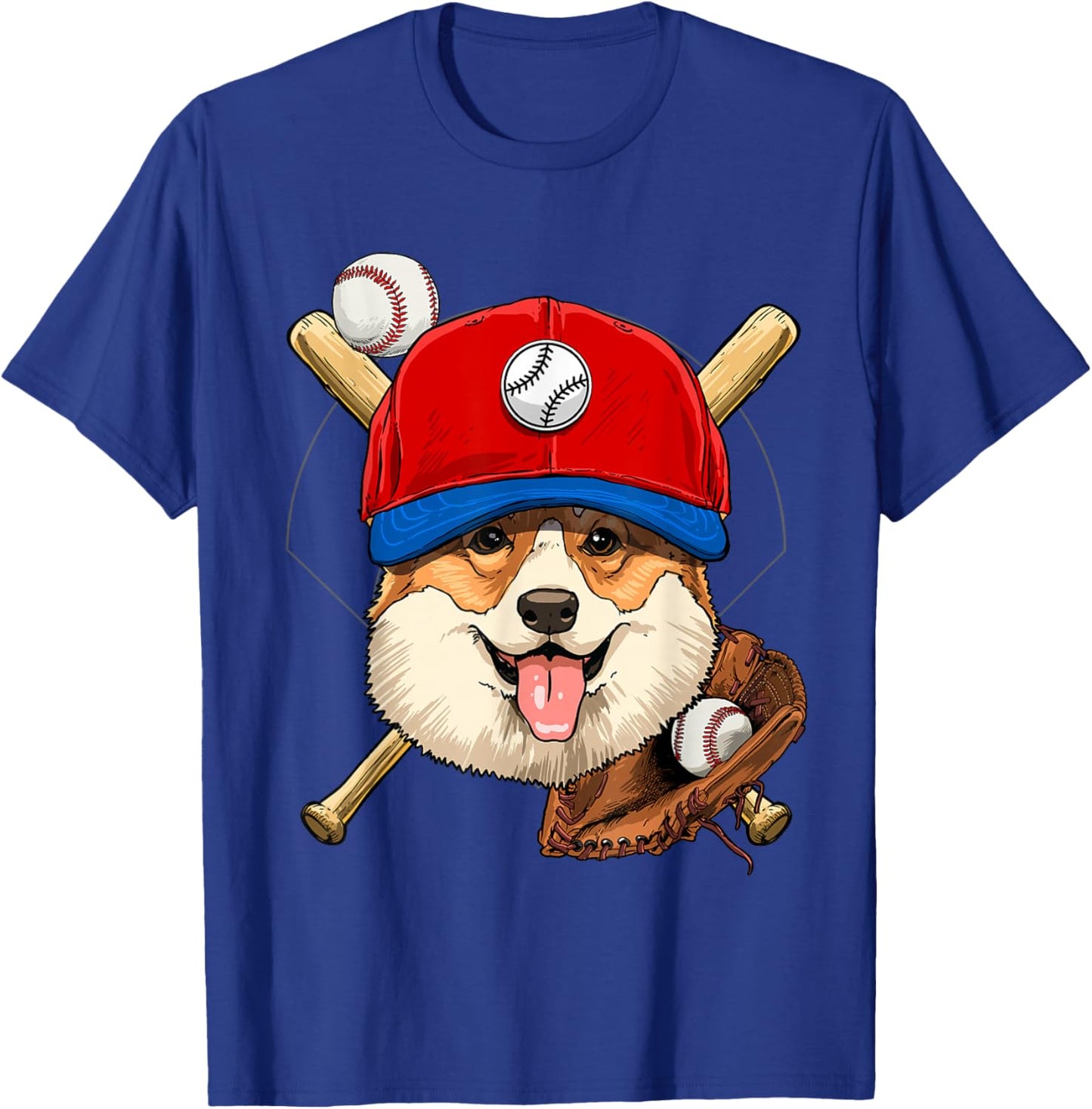 Corgi Baseball Dog Lovers Baseball Player T-Shirt - T-Shirt | Royal