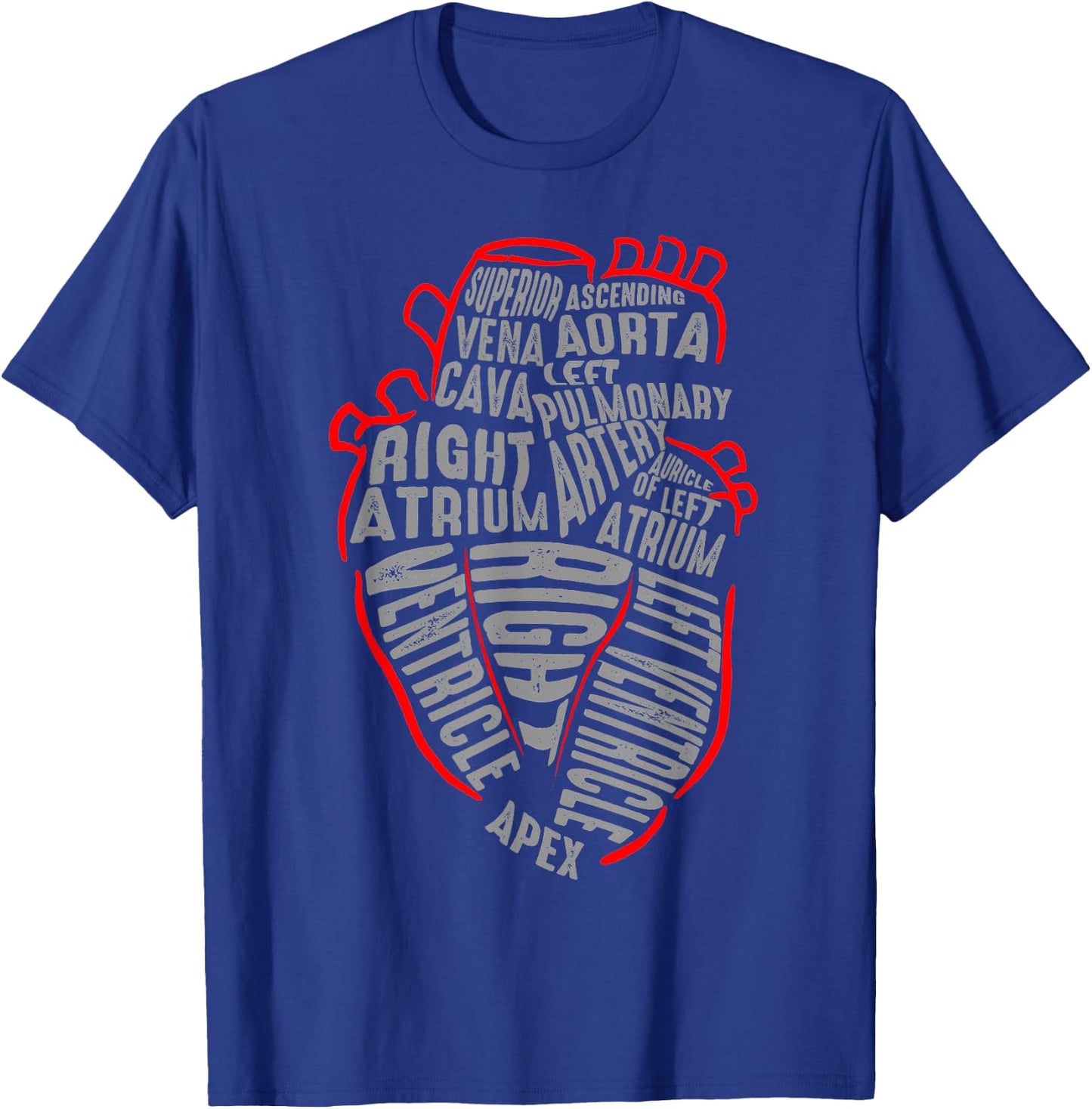 Parts Of Heart Cardiology Men Women Anatomical Cardiac T-Shirt - T-Shirt | Royal