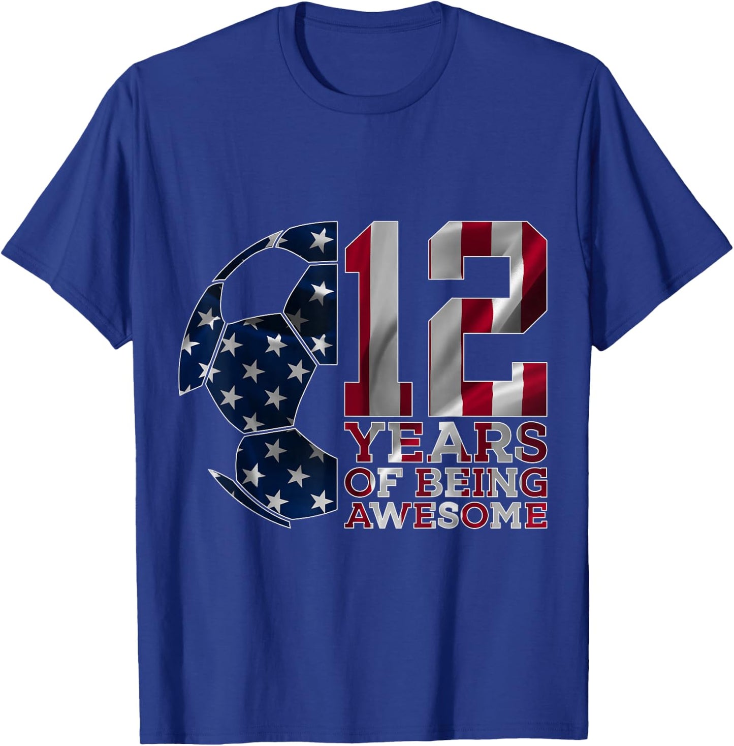 12 Years of Being Awesome Soccer 12th Birthday T-Shirt - T-Shirt | Royal