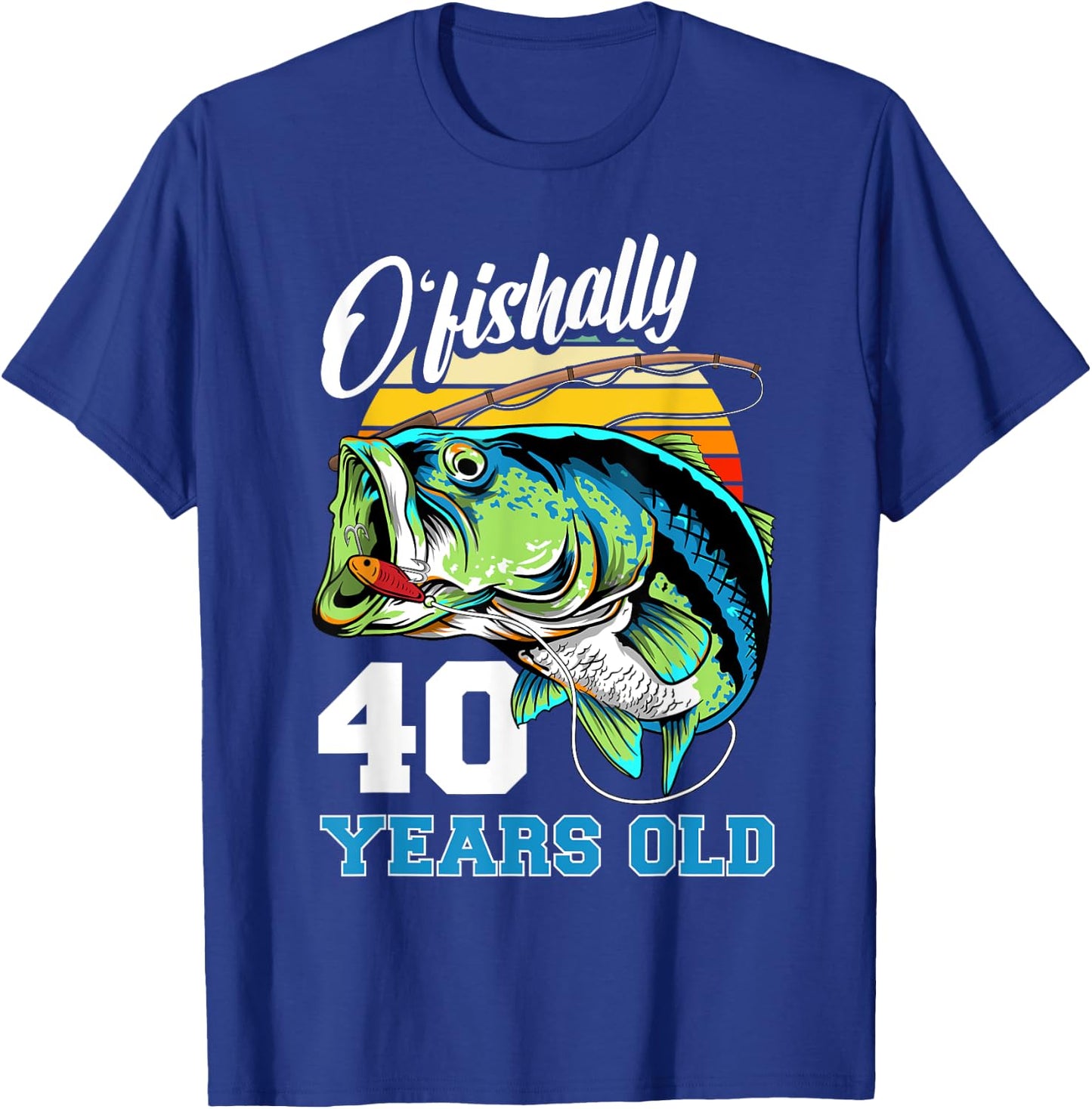 Ofishally 40 Years Old Fisherman 40th Birthday Fishing T-Shirt - T-Shirt | Royal