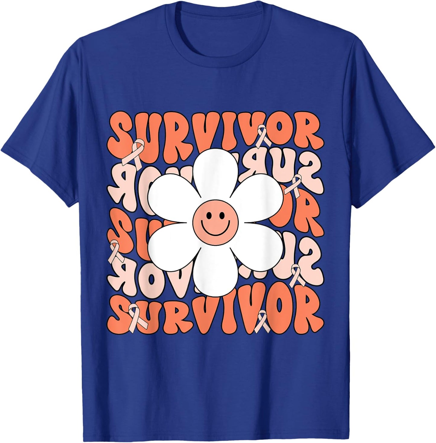 Uterine Cancer Peach Ribbon Uterine Cancer Survivor T-Shirt - T-Shirt | Royal