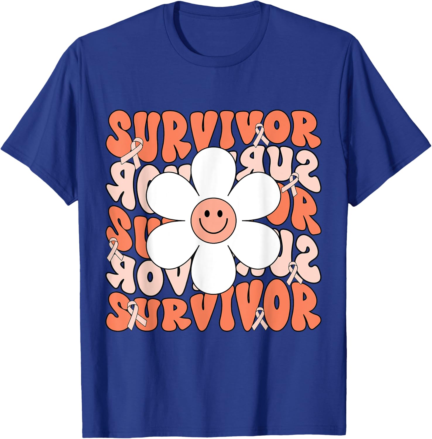 Uterine Cancer Peach Ribbon Uterine Cancer Survivor T-Shirt - T-Shirt | Royal