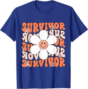 Uterine Cancer Peach Ribbon Uterine Cancer Survivor T-Shirt - T-Shirt | Royal