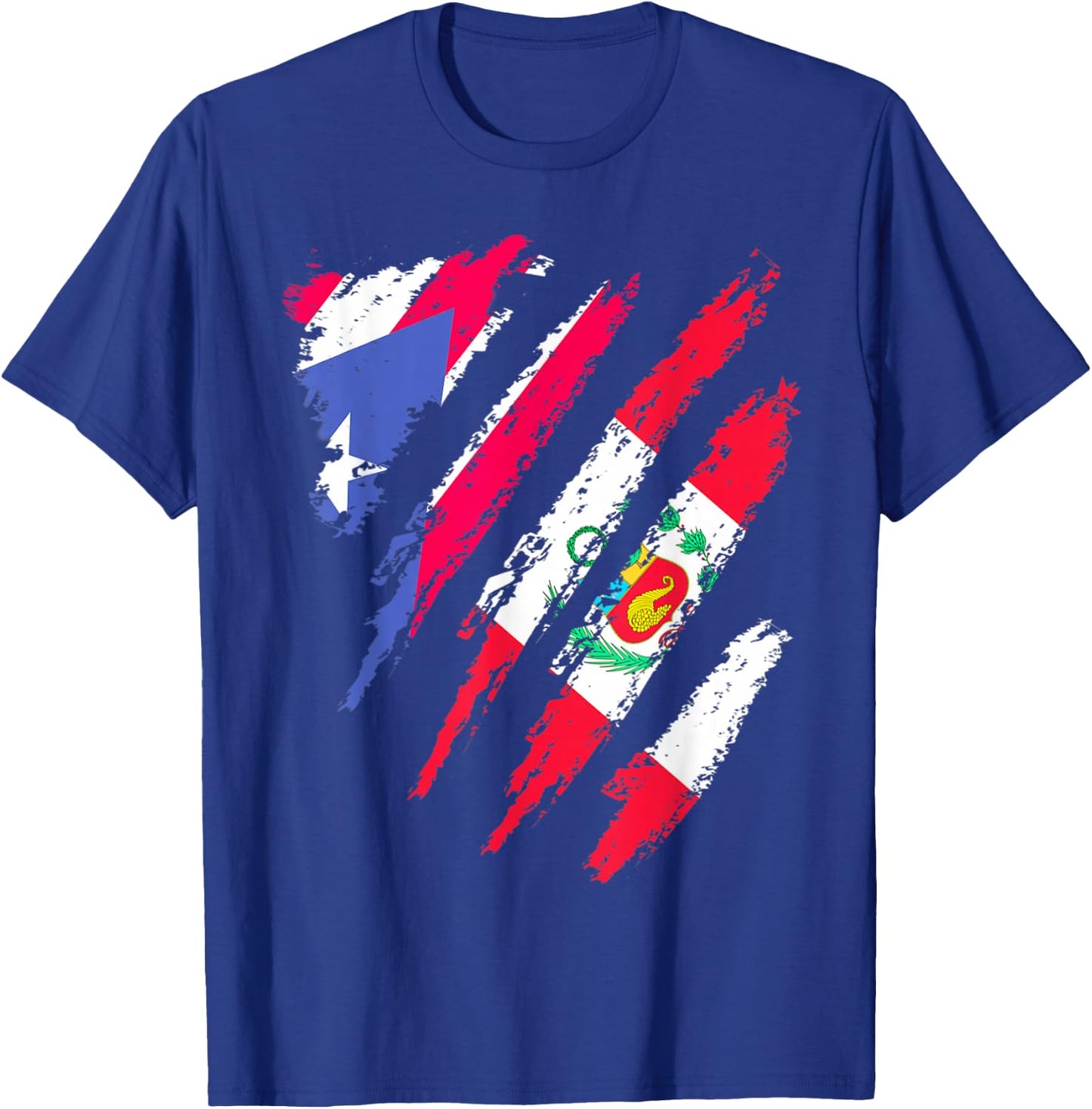 Puerto Rico Flag Peru Grown Patriot Country Stripes T-Shirt - T-Shirt | Royal