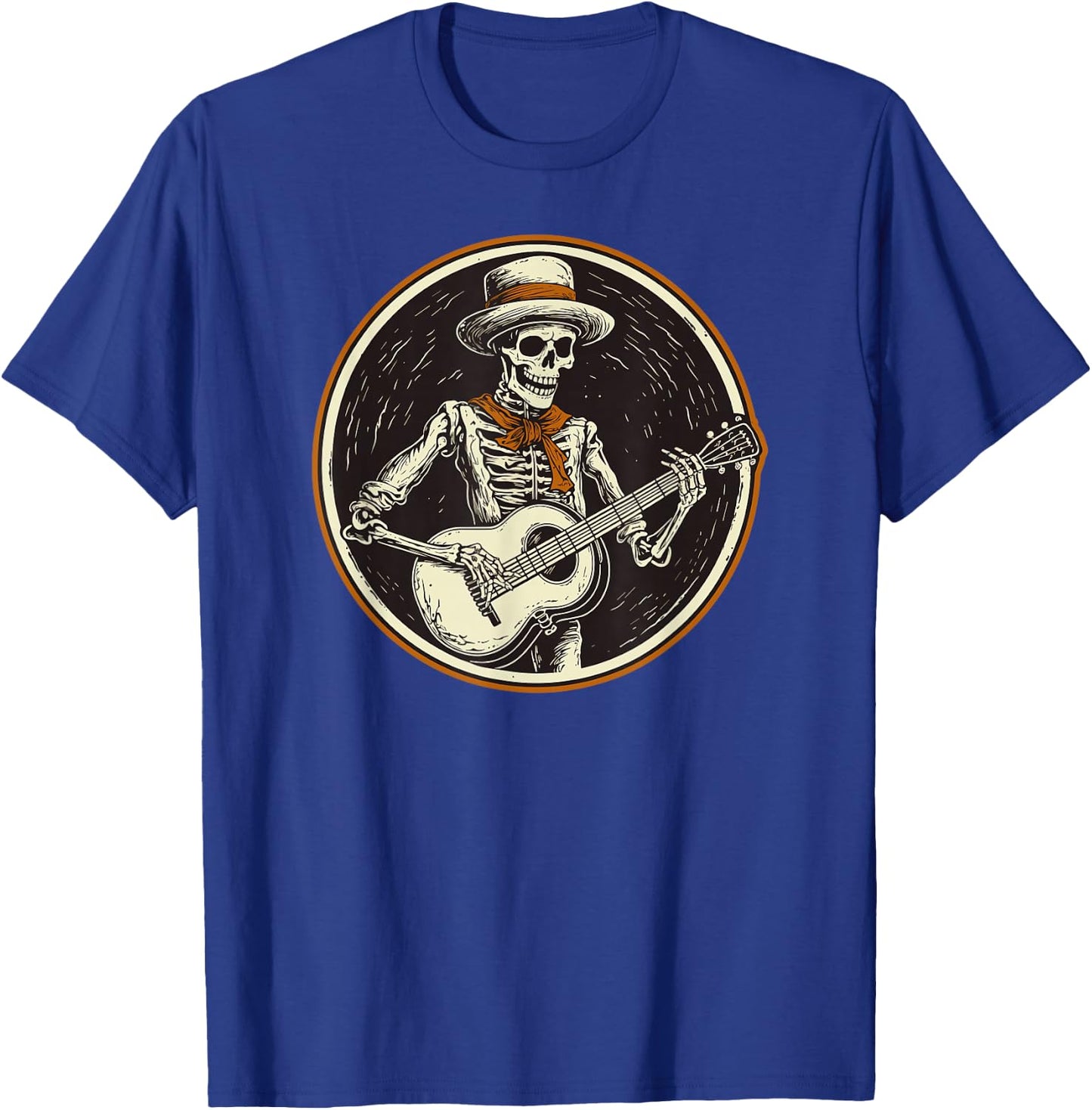 skeleton playing banjo Funny Bluegrass Style T-Shirt - T-Shirt | Royal