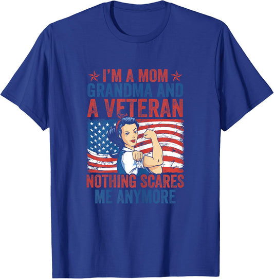 Female Veteran I'm A Mom Grandma And A Veteran Veteran's Day T-Shirt - T-Shirt | Royal