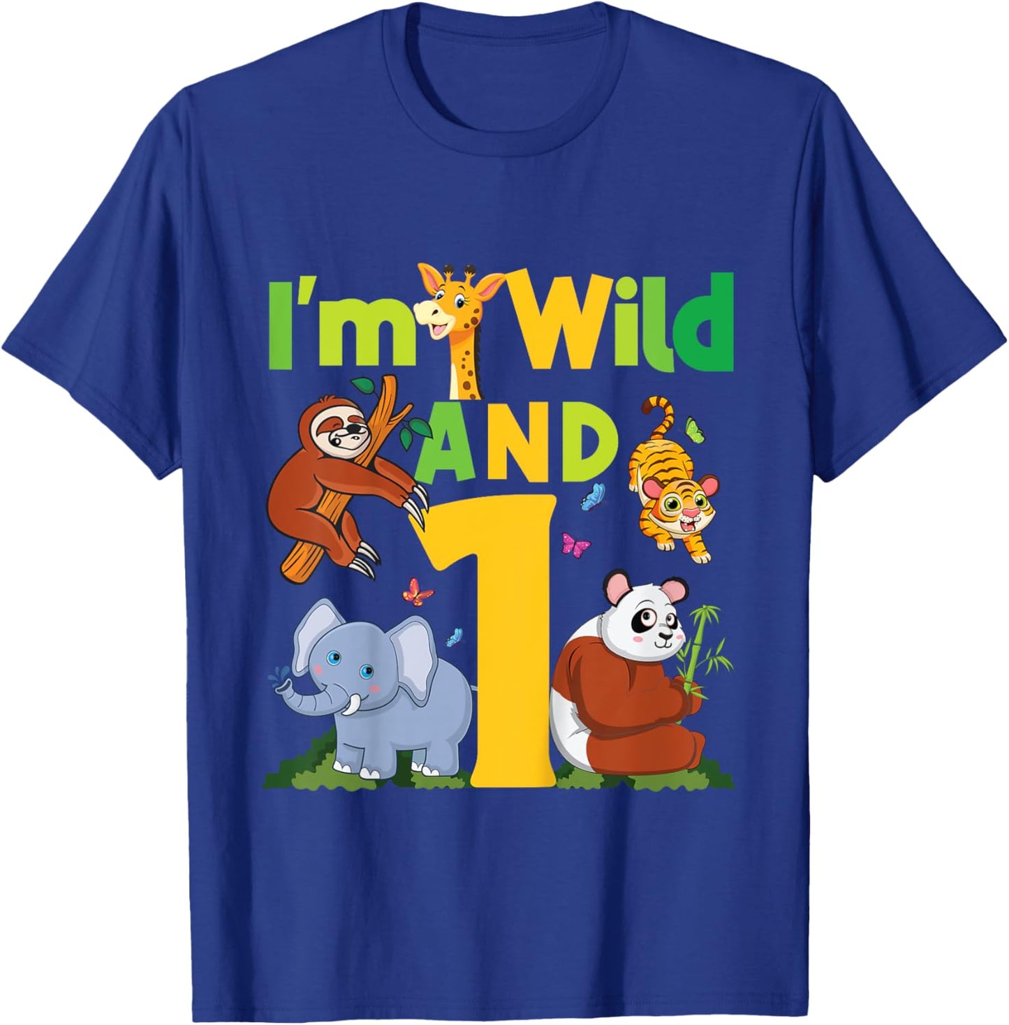 I'm wild And One Safari Zoo Animal Theme 1 Year Old Birthday T-Shirt - T-Shirt | Royal