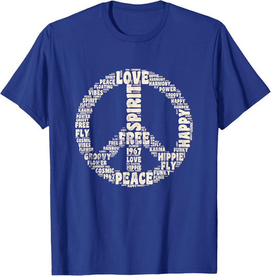 Peace Symbol Love Hippie Costume 60s 70s Peace Sign T-Shirt - T-Shirt | Royal