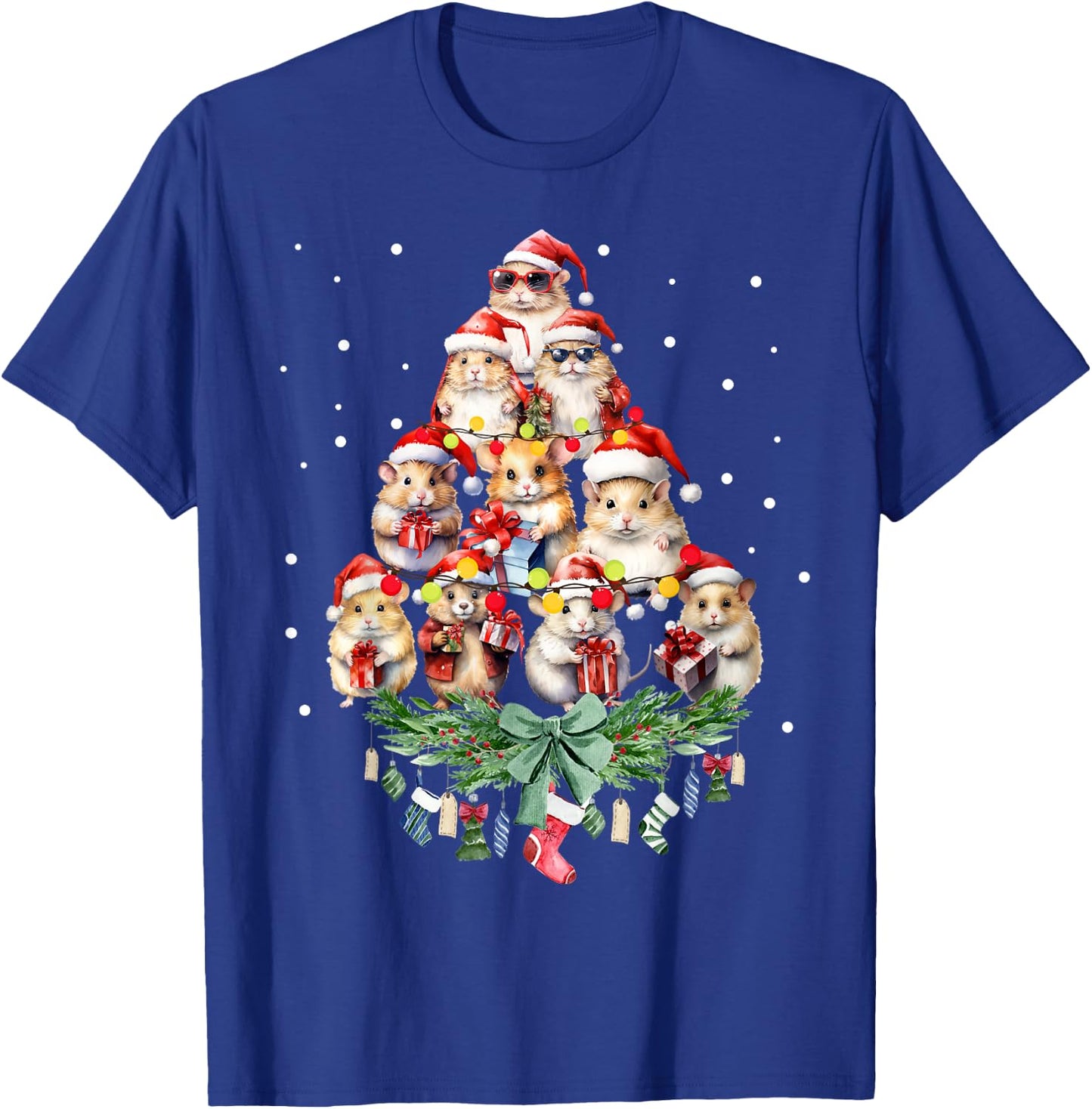Hamsters Christmas Tree Santa Hamsters Christmas Lights T-Shirt - T-Shirt | Royal