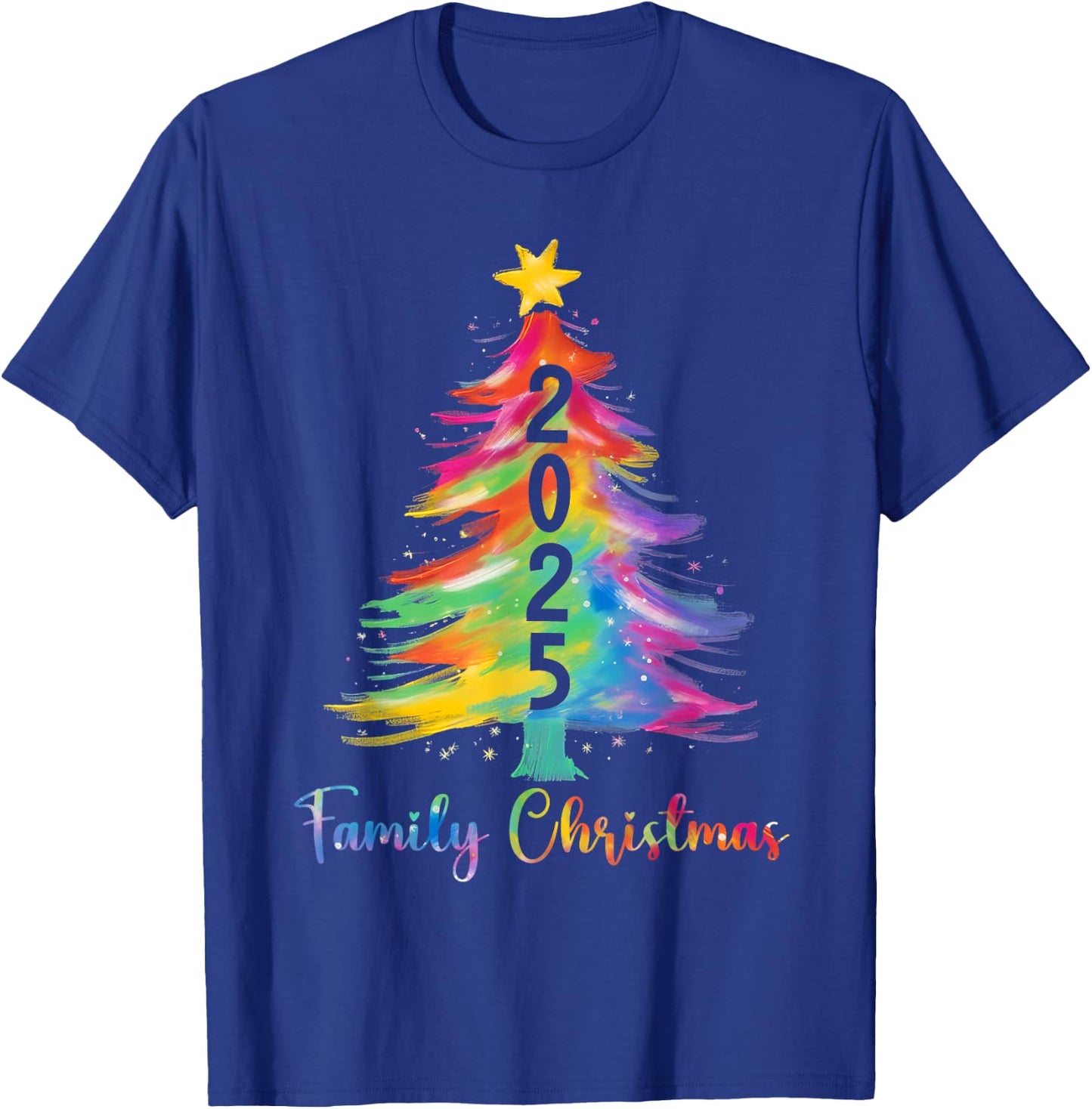 Family Christmas 2025 Color Xmas Tree Matching Family Xmas T-Shirt - T-Shirt | Royal