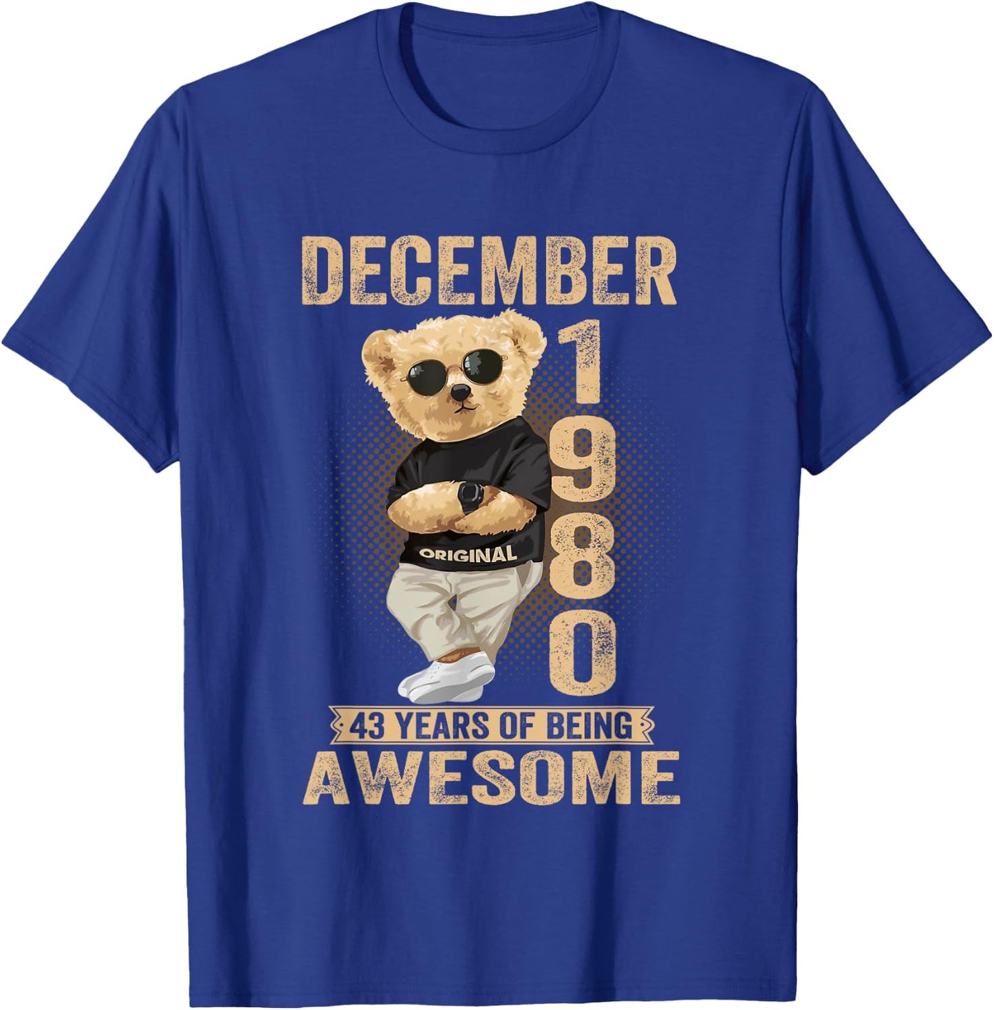 December 1980 43th Birthday 2023 43 Years Of Being Awesome T-Shirt - T-Shirt | Royal