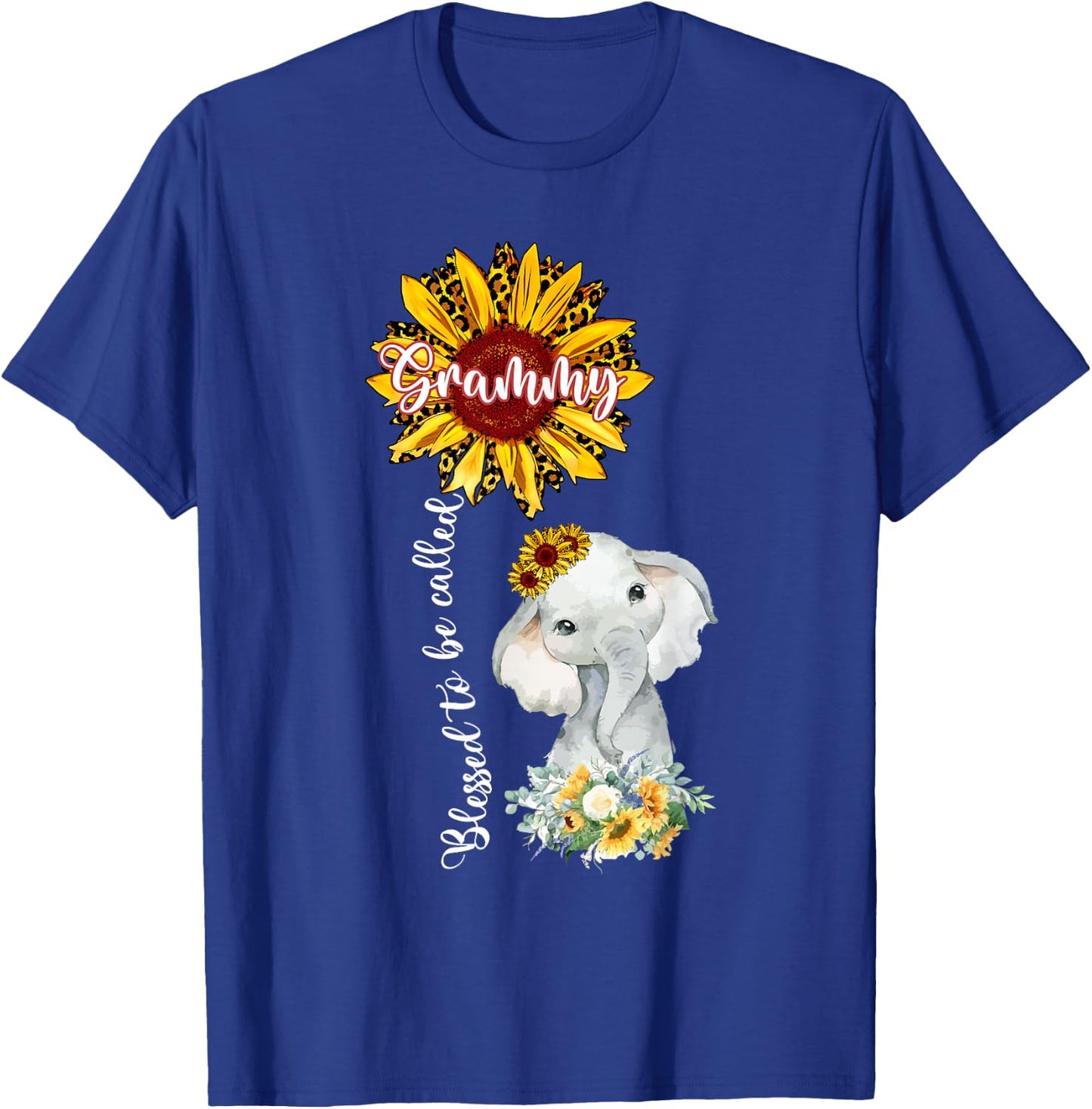 Blessed To Be Called Grammy Sunflower Elephant T-Shirt - T-Shirt | Royal