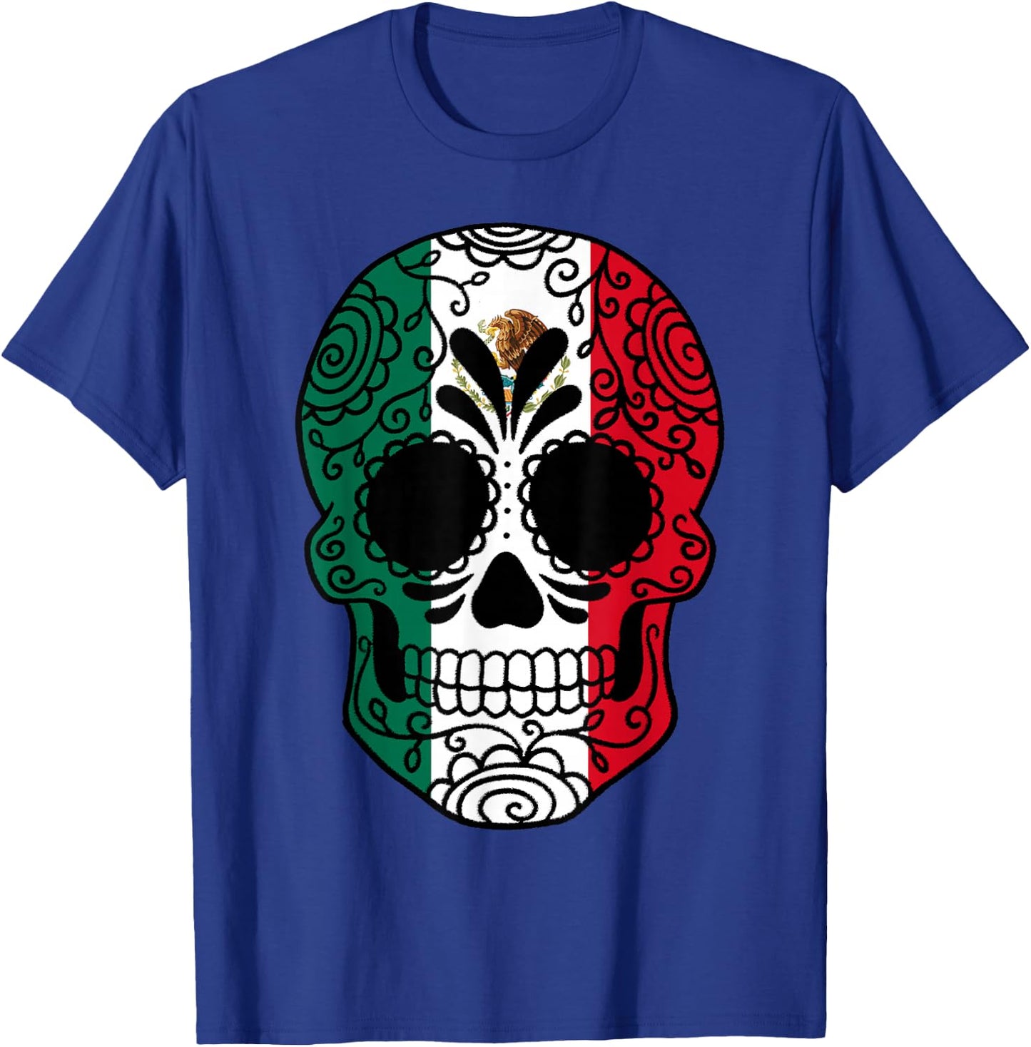 Mexico Flag Gift Sugar Skull Mexican T-Shirt - T-Shirt | Royal