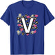 Letter V 's for Little Girls, Teens & Women - Letter V T-Shirt - T-Shirt | Royal