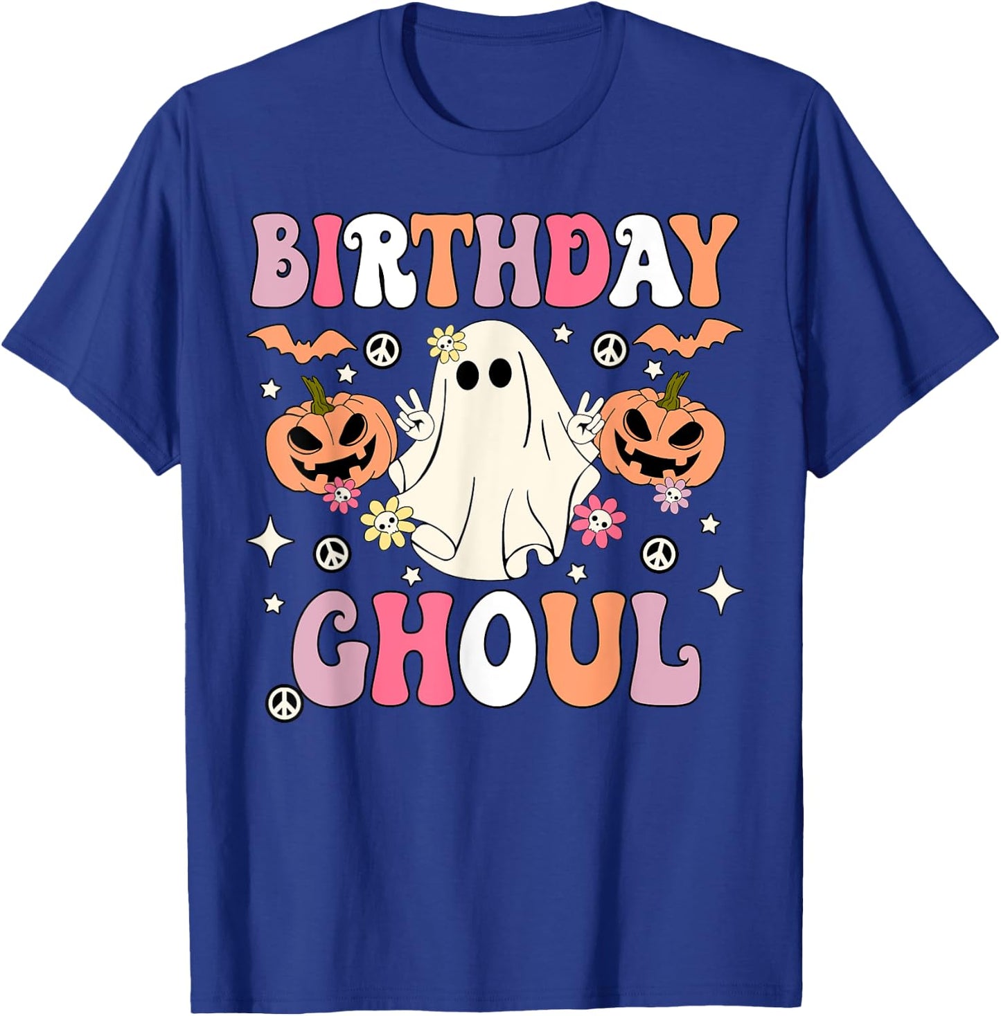 Birthday Ghoul Groovy Ghost Kids Girls Halloween Party T-Shirt - T-Shirt | Royal