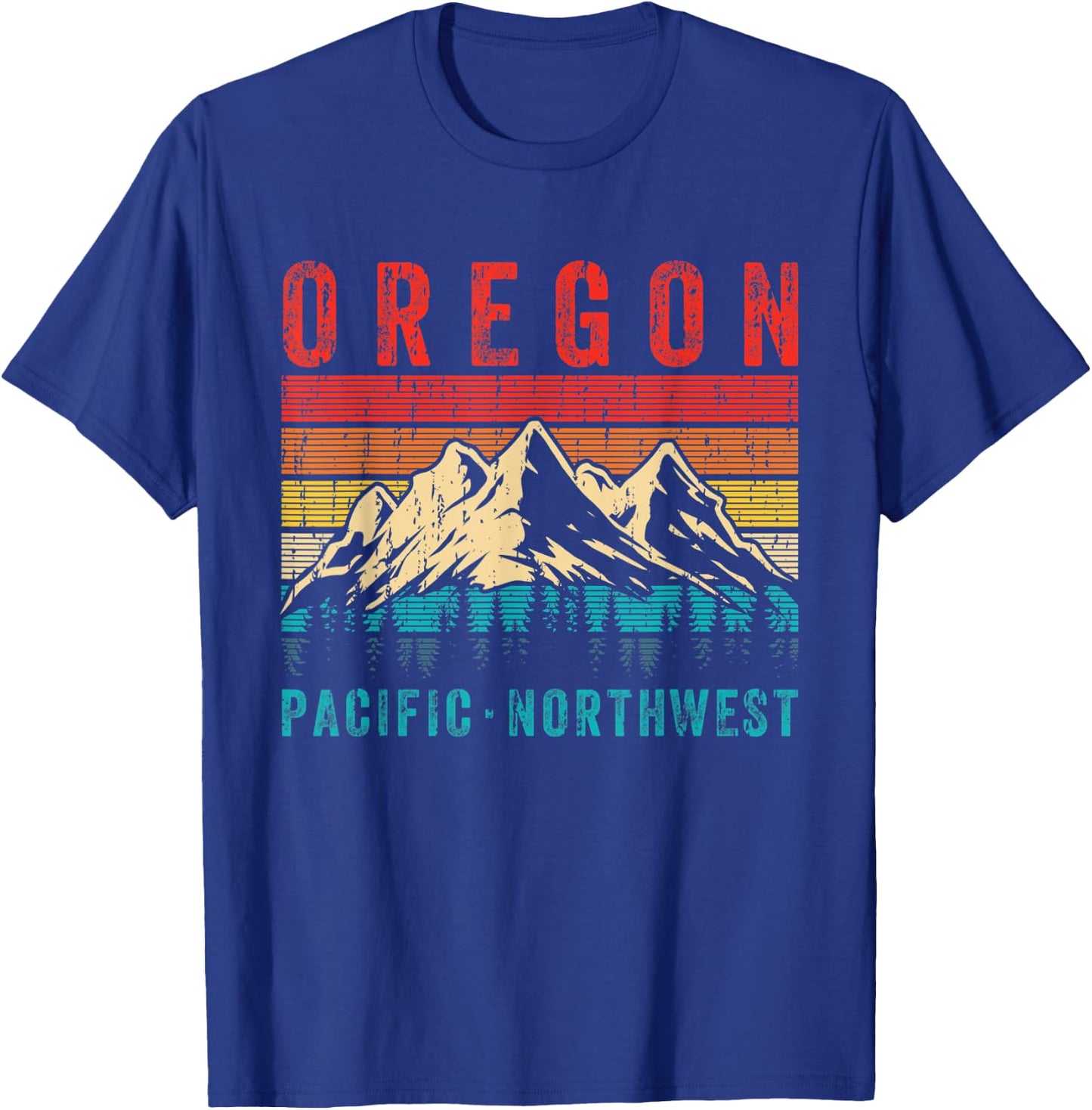 Oregon Pacific Northwest Vintage Retro Hiking Mountains Hike T-Shirt - T-Shirt | Royal