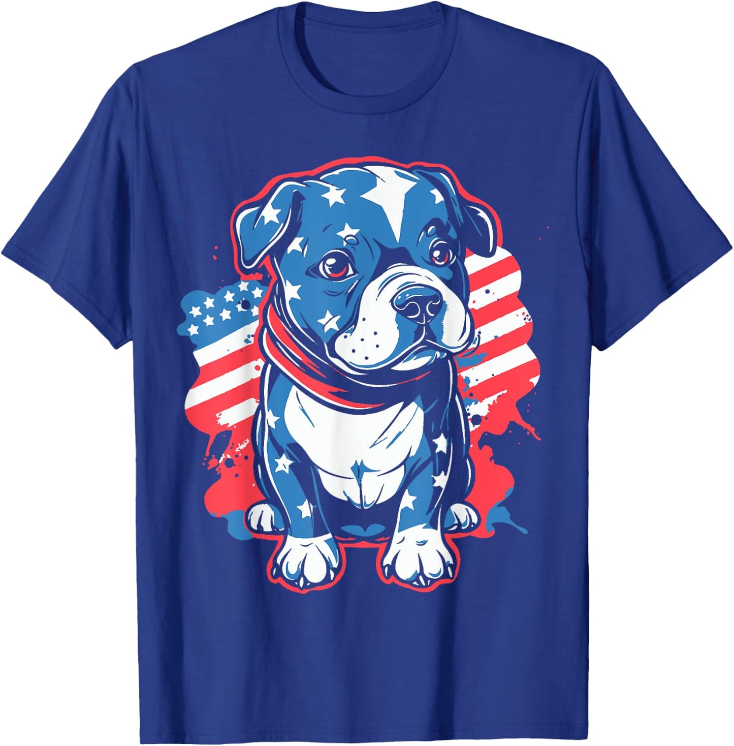 Patriotic Pitbull Puppy | 4th July American Pitbull Dog Dad Men T-Shirt - T-Shirt | Royal