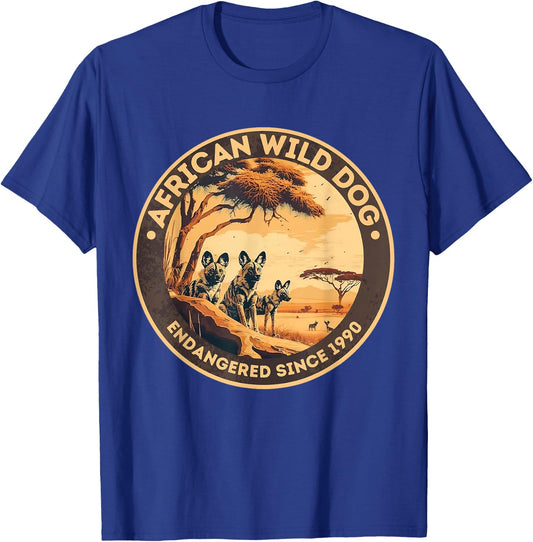 African Wild Dog Endangered Species Men Women T-Shirt - T-Shirt | Royal