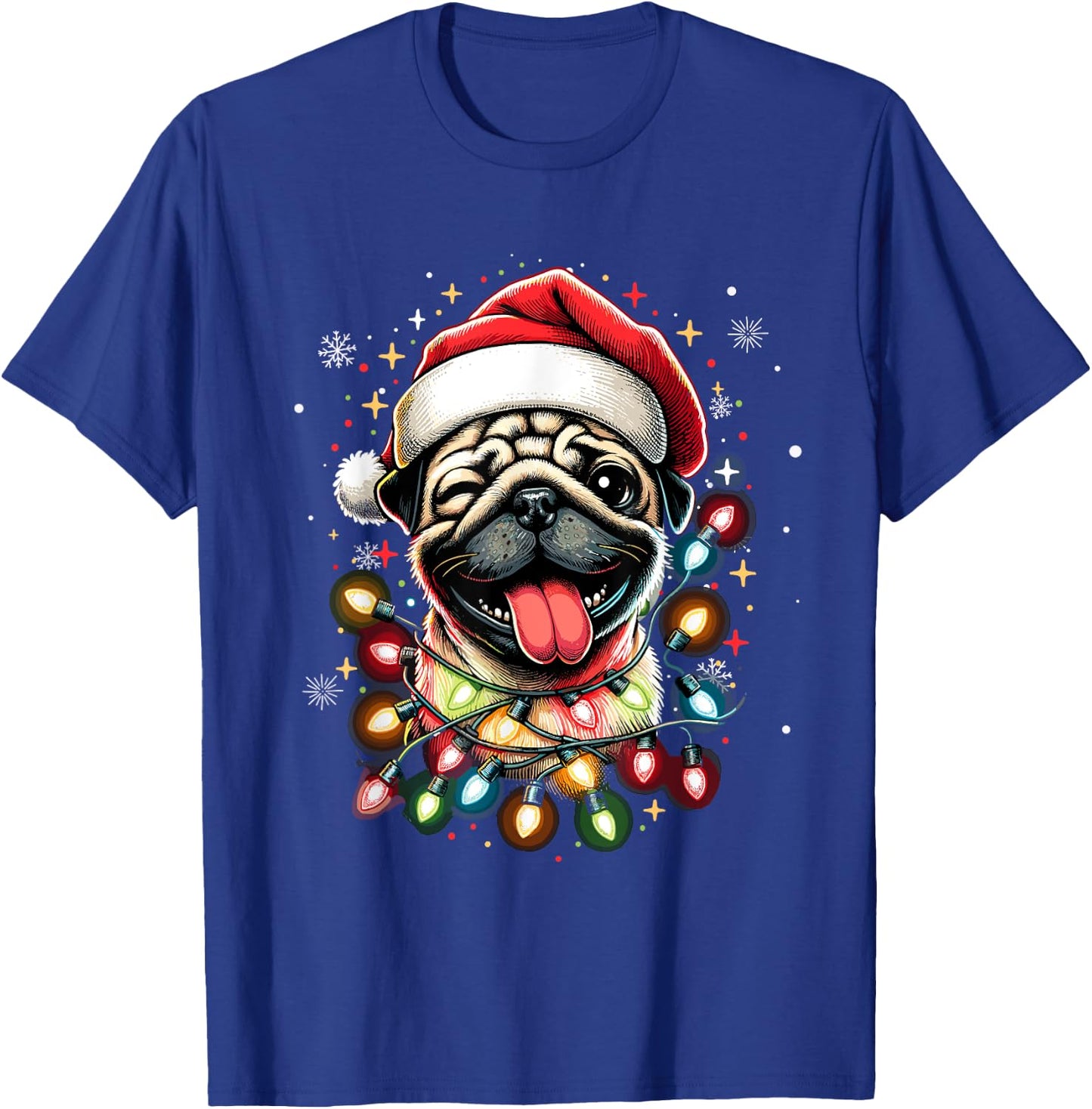 Pug Christmas Tree Dog Santa Xmas Boys Girls Merry Dogmas T-Shirt - T-Shirt | Royal
