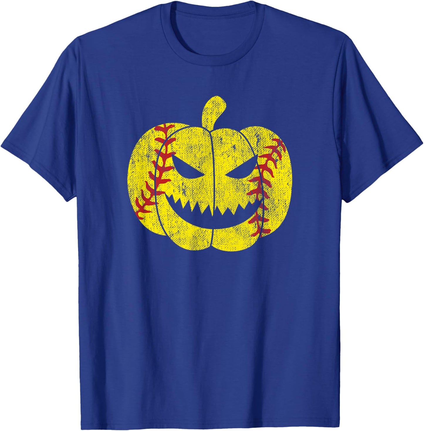 Softball Player Scary Pumpkin Vintage Costume Halloween T-Shirt - T-Shirt | Royal
