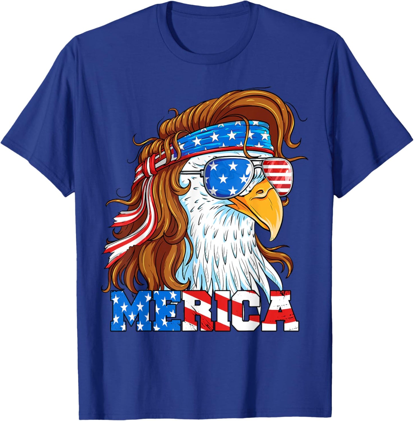 Merica Eagle Mullet 4th of July American Flag Usa Patriotic T-Shirt - T-Shirt | Royal