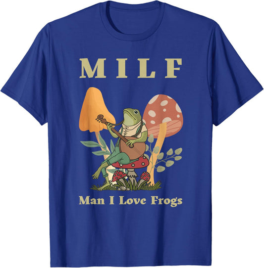 Cottagecore Funny MILF Man I Love Frogs Vintage Toad Retro T-Shirt - T-Shirt | Royal