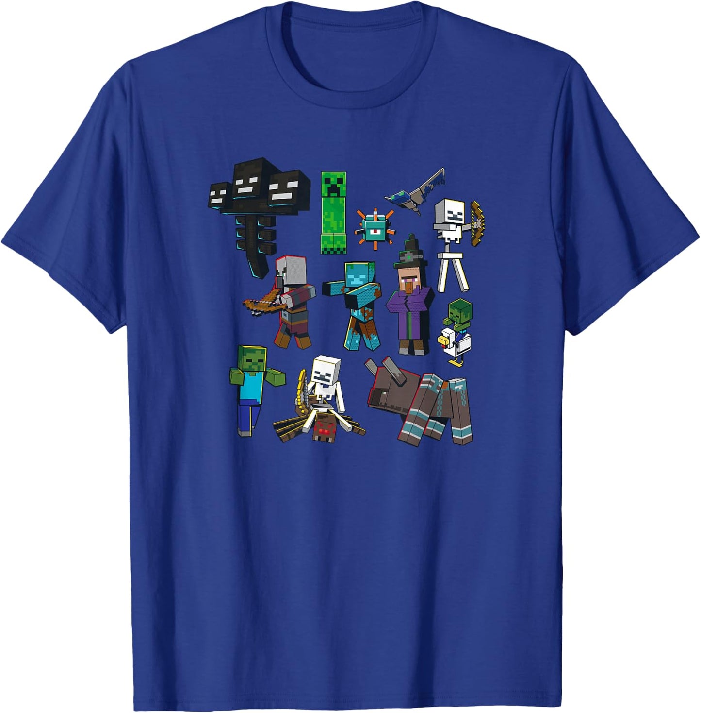 Minecraft Hostile Mobs Grid Poster T-Shirt - T-Shirt | Royal
