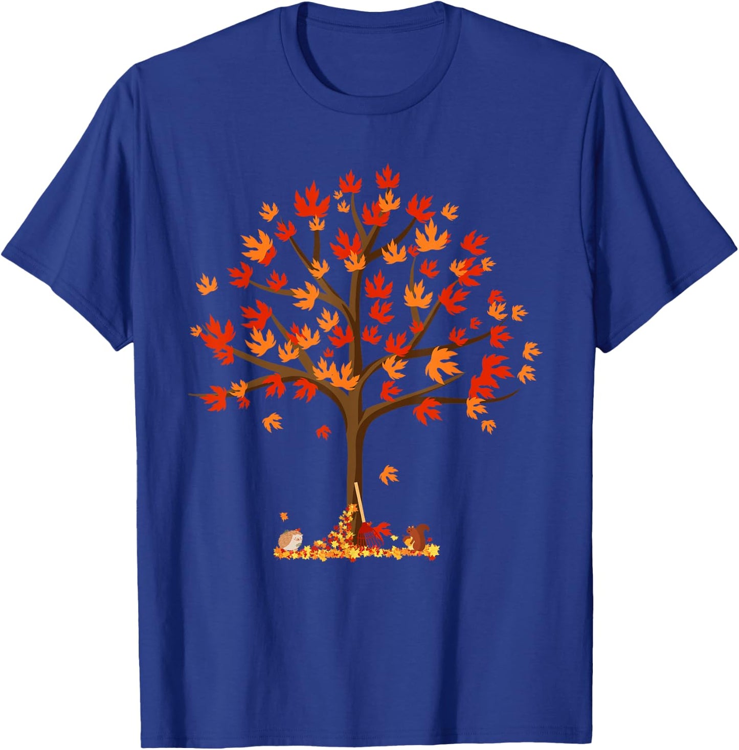 Autumn Fall Leaves Tree & Forest Creatures Kids T-Shirt - T-Shirt | Royal