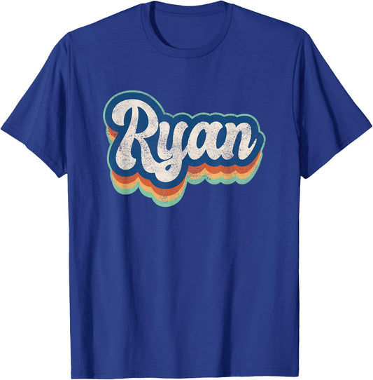 Ryan First Name Boy Vintage Style 70s 80s Personalized T-Shirt - T-Shirt | Royal