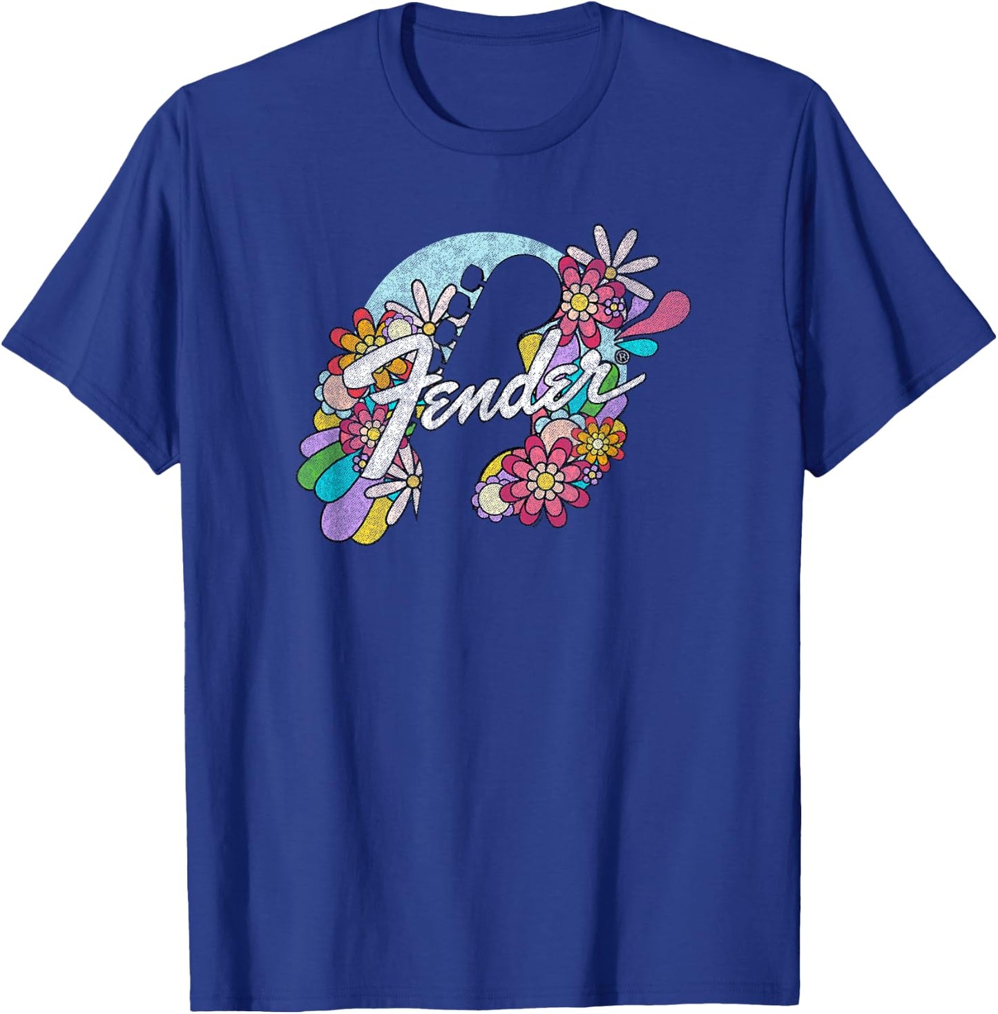 Fender Spring Time Flower Covered Guitar Silhouette Logo T-Shirt - T-Shirt | Royal
