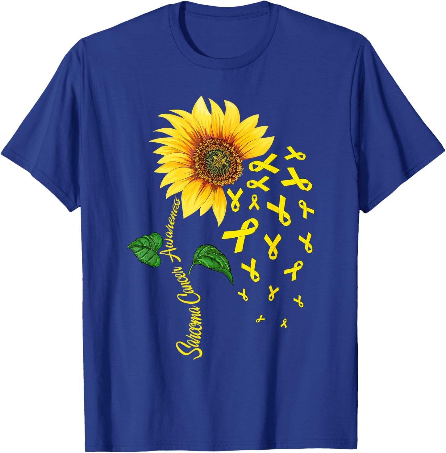 Sunflower Yellow Ribbon Sarcoma Cancer Awareness Day Fighter T-Shirt - T-Shirt | Royal