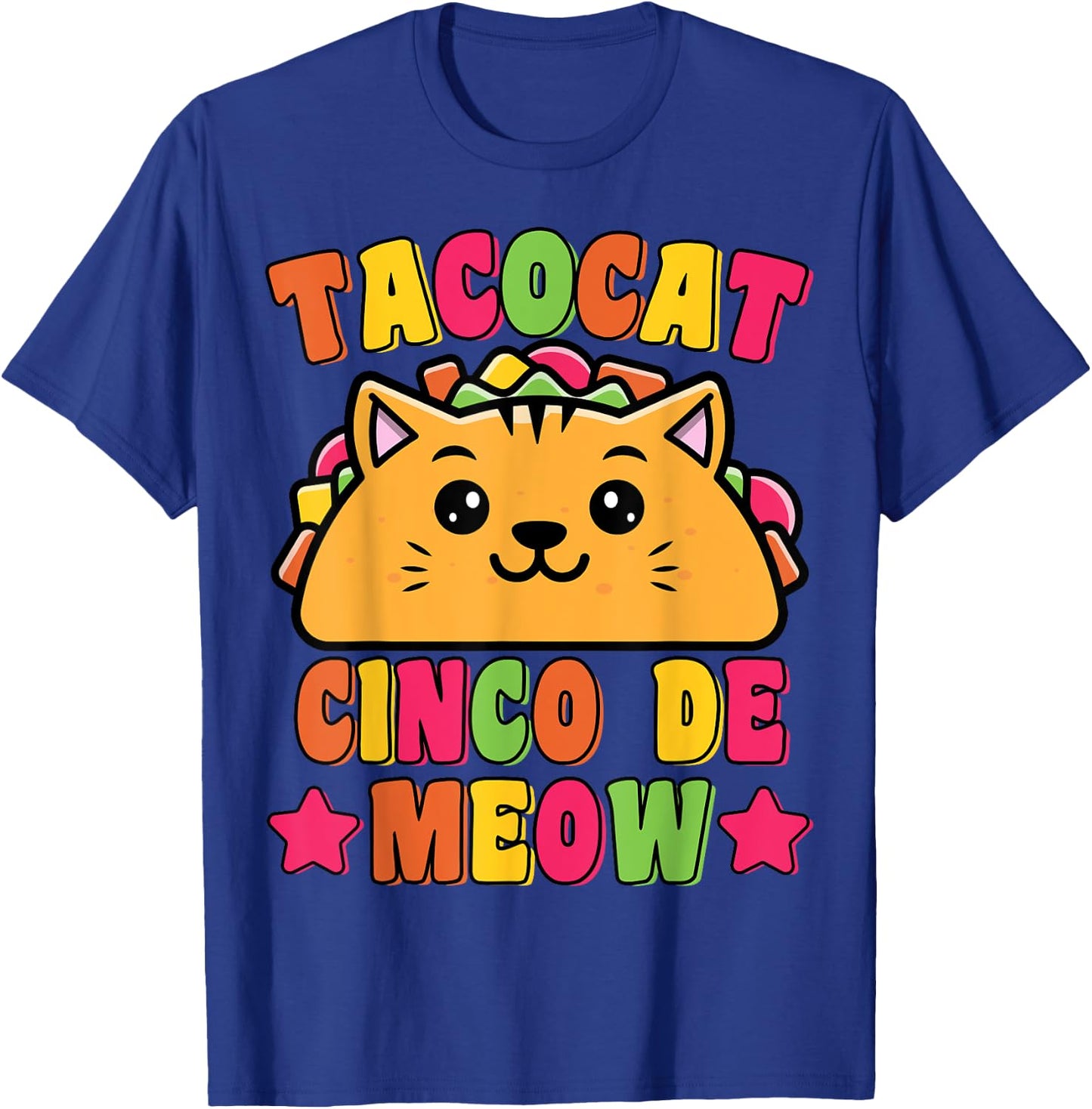 Funny Taco Cat Pun Tacocat Cute Taco Lover Cinco De Meow Men Women Kids T-Shirt - T-Shirt | Royal