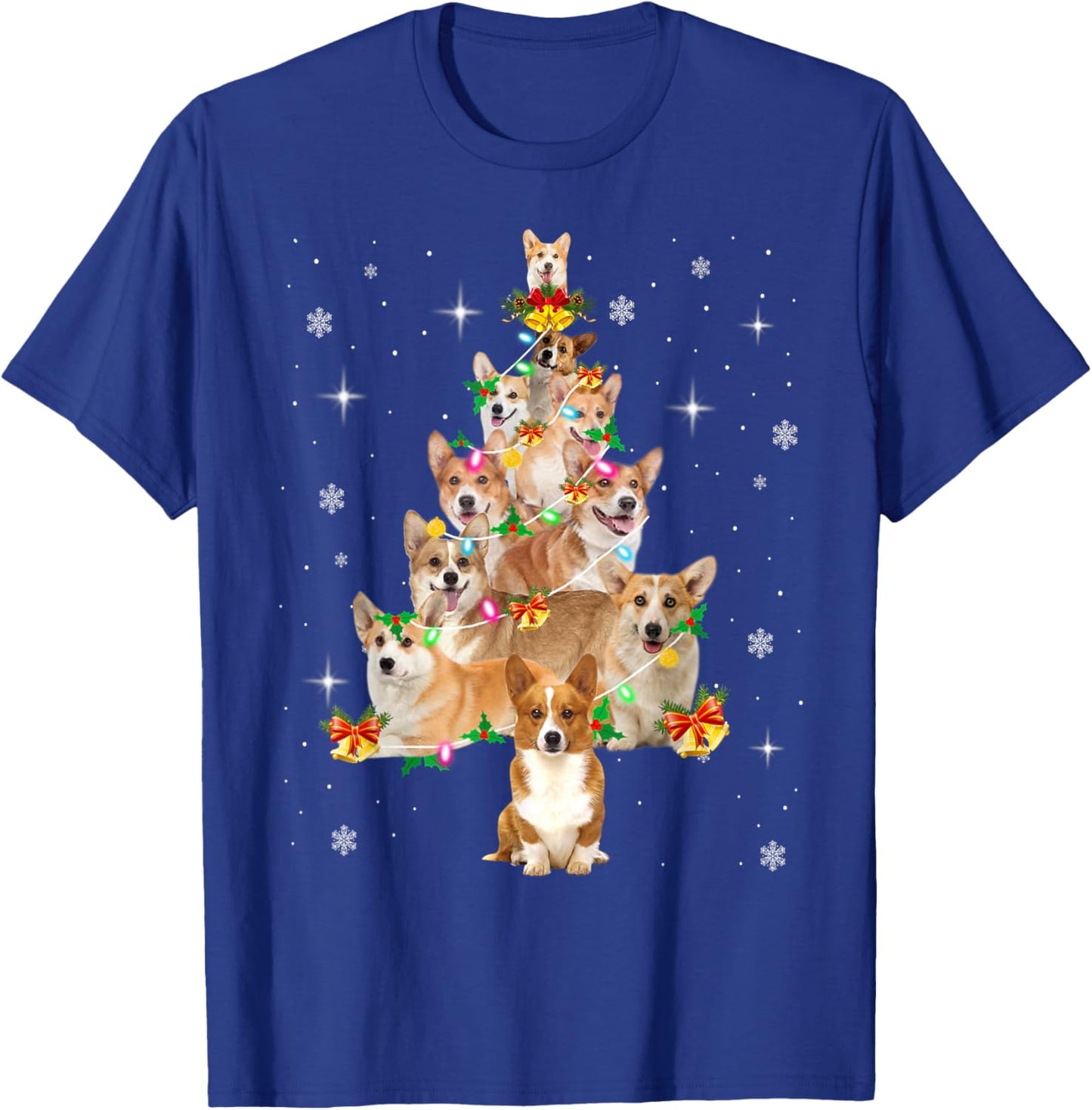 Pembroke Welsh Corgi Christmas Tree Lights Xmas Pajama Dog Men Women Kids T-Shirt - T-Shirt | Royal