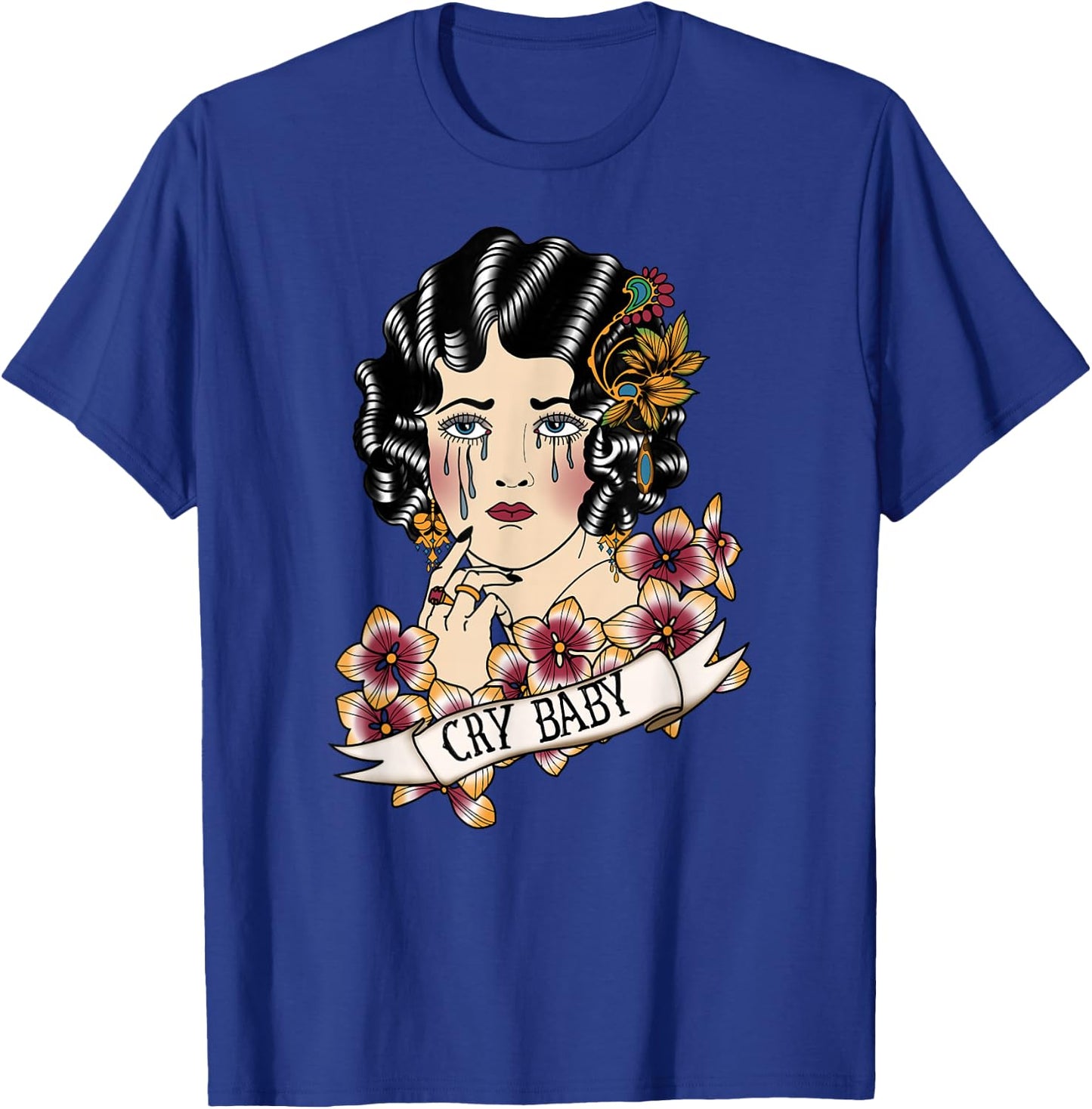 Cry Baby American Traditional, Old School Lady Tattoo T-Shirt - T-Shirt | Royal