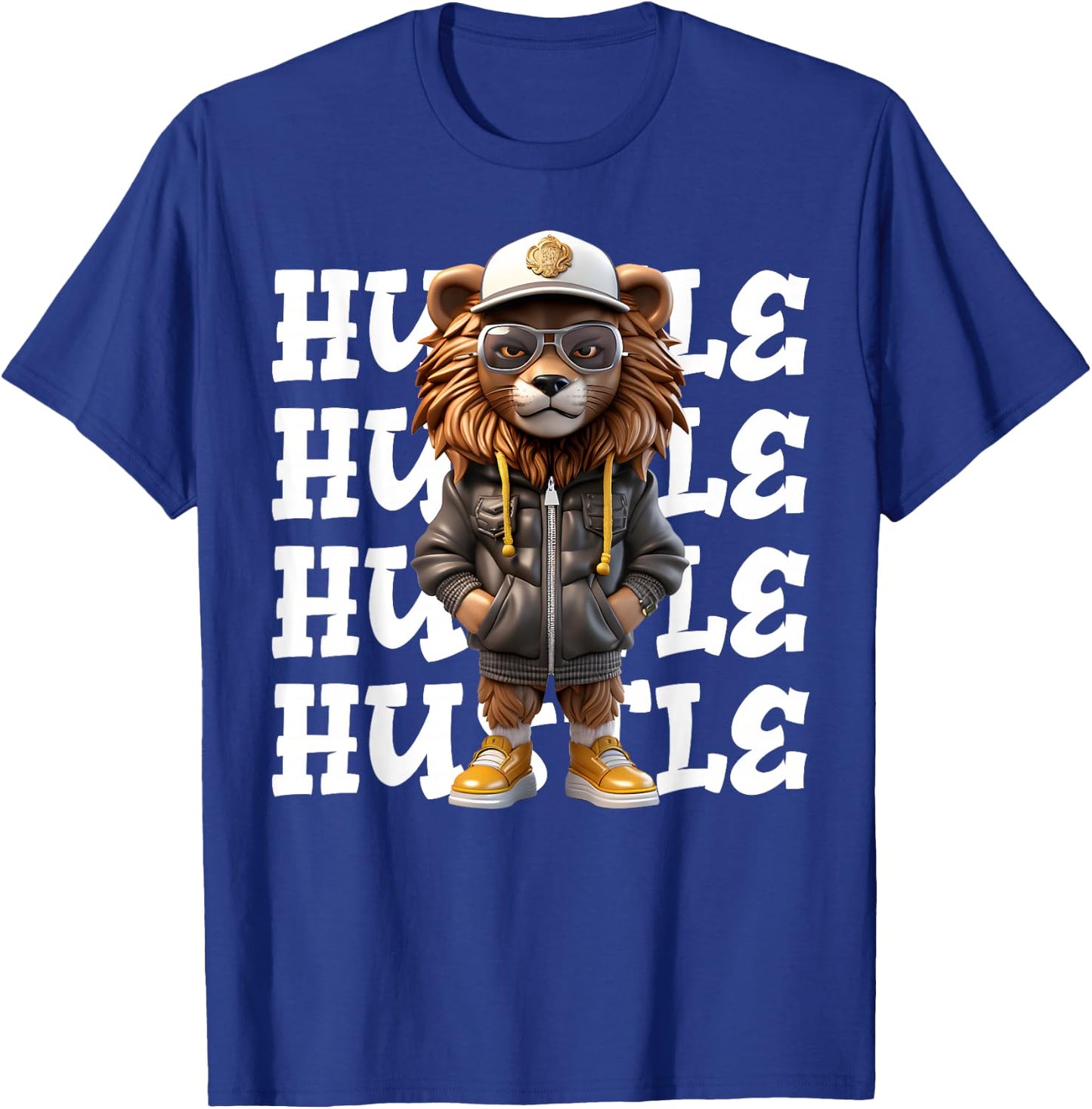 Hip Hop Lion Hustle Money Urban Drip Streetwear Black King T-Shirt - T-Shirt | Royal