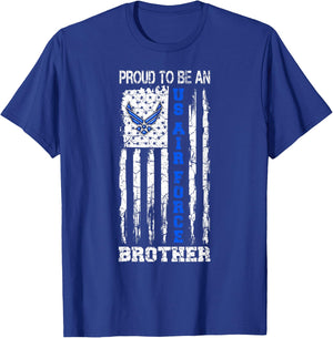 Vintage USA Flag Proud To Be An US Air Force Brother T-Shirt - T-Shirt | Royal
