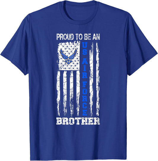 Vintage USA Flag Proud To Be An US Air Force Brother T-Shirt - T-Shirt | Royal