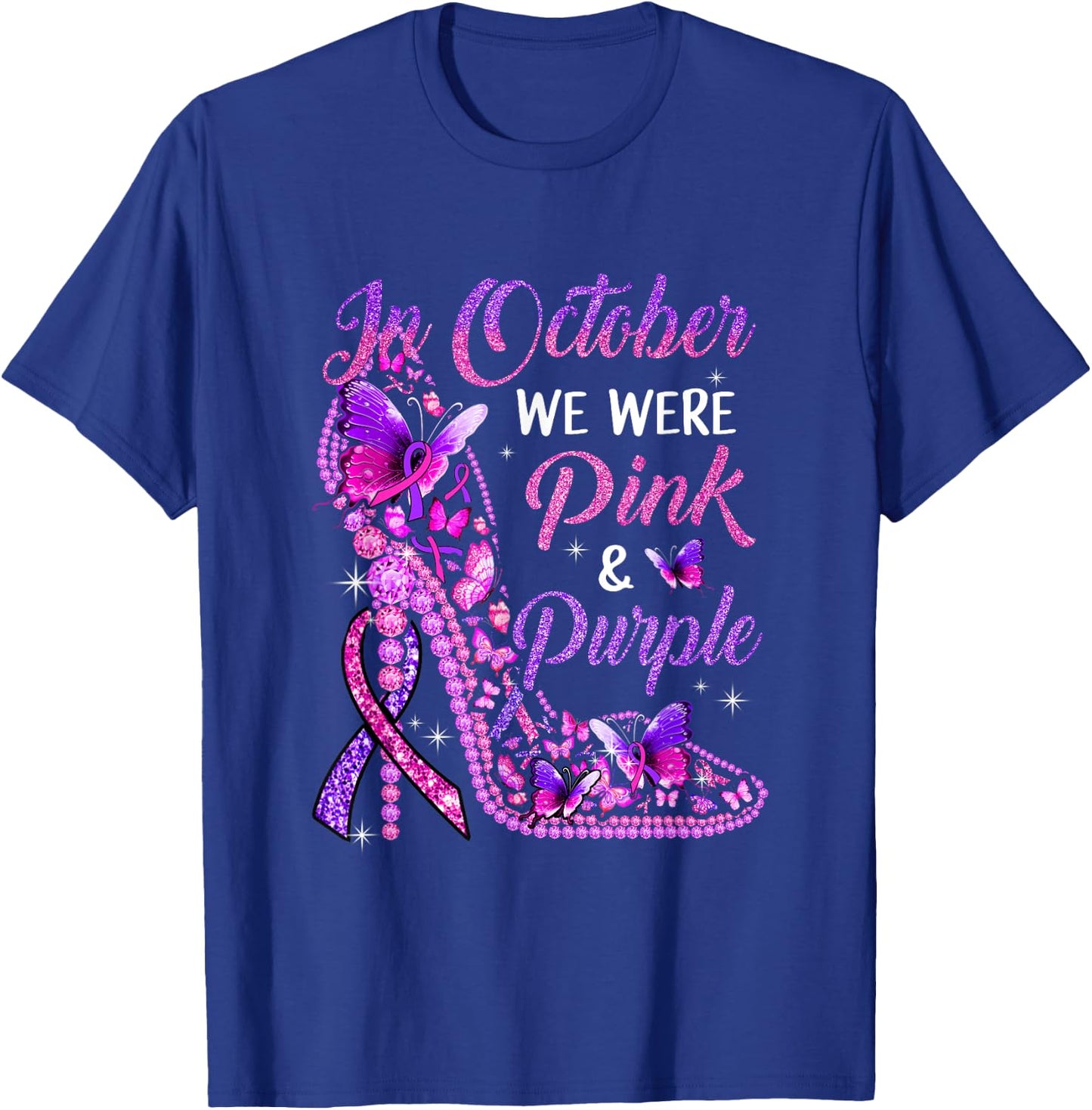 Butterfly Breast Cancer Awareness And Domestic Violence T-Shirt - T-Shirt | Royal